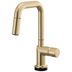 Brizo Odin Mezcladora Prep Extraíble SmartTouch® — Surtidor Cuadrado — Oro Luxe — Perilla Metálica