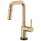 Brizo Odin Mezcladora Prep Extraíble SmartTouch® — Surtidor Cuadrado — Oro Luxe — Manija Metálica