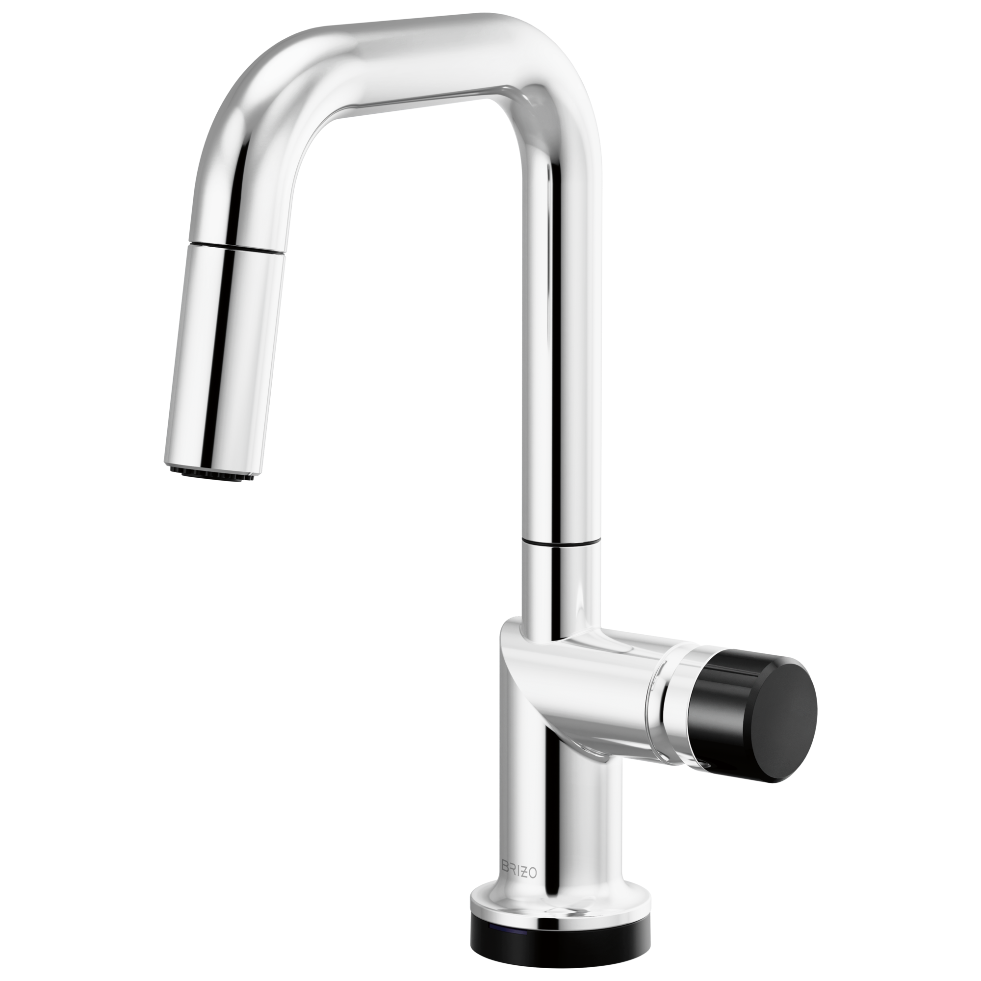 Brizo Odin Mezcladora Prep Extraíble SmartTouch® — Surtidor Cuadrado — Cromo — Perilla con Cristal Negro
