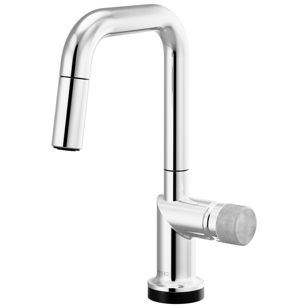 Brizo Odin Mezcladora Prep Extraíble SmartTouch® — Surtidor Cuadrado — Cromo — Perilla de Concreto