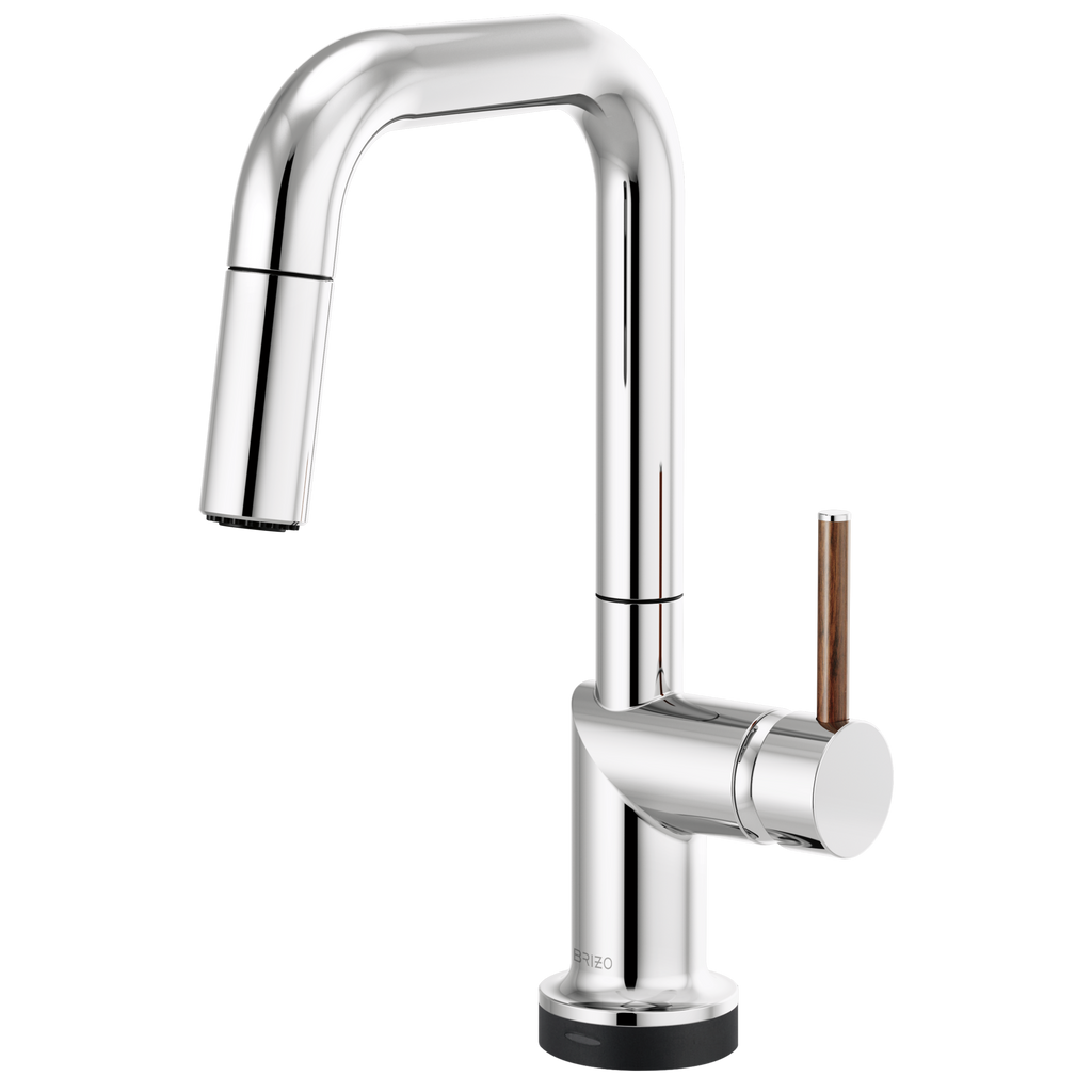 Brizo Odin Mezcladora Prep Extraíble SmartTouch® — Surtidor Cuadrado — Cromo — Manija de Madera