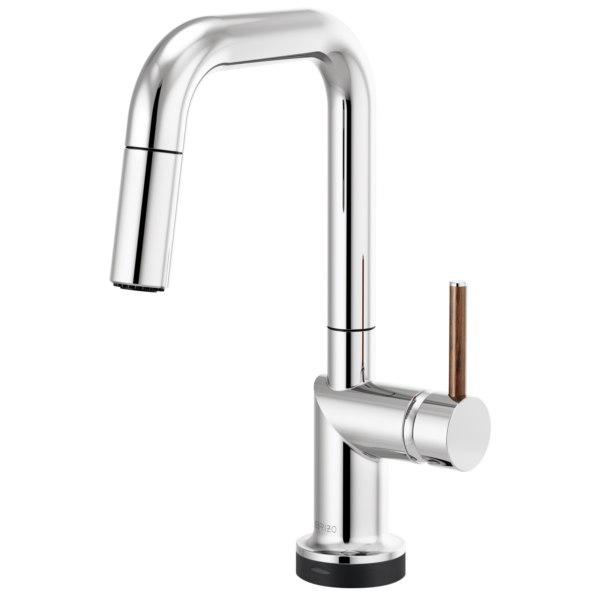 Brizo Odin Mezcladora Prep Extraíble SmartTouch® — Surtidor Cuadrado — Cromo — Manija de Madera