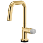 Brizo Odin Mezcladora Prep Extraíble SmartTouch® — Surtidor Cuadrado — Oro Pulido — Perilla de Concreto