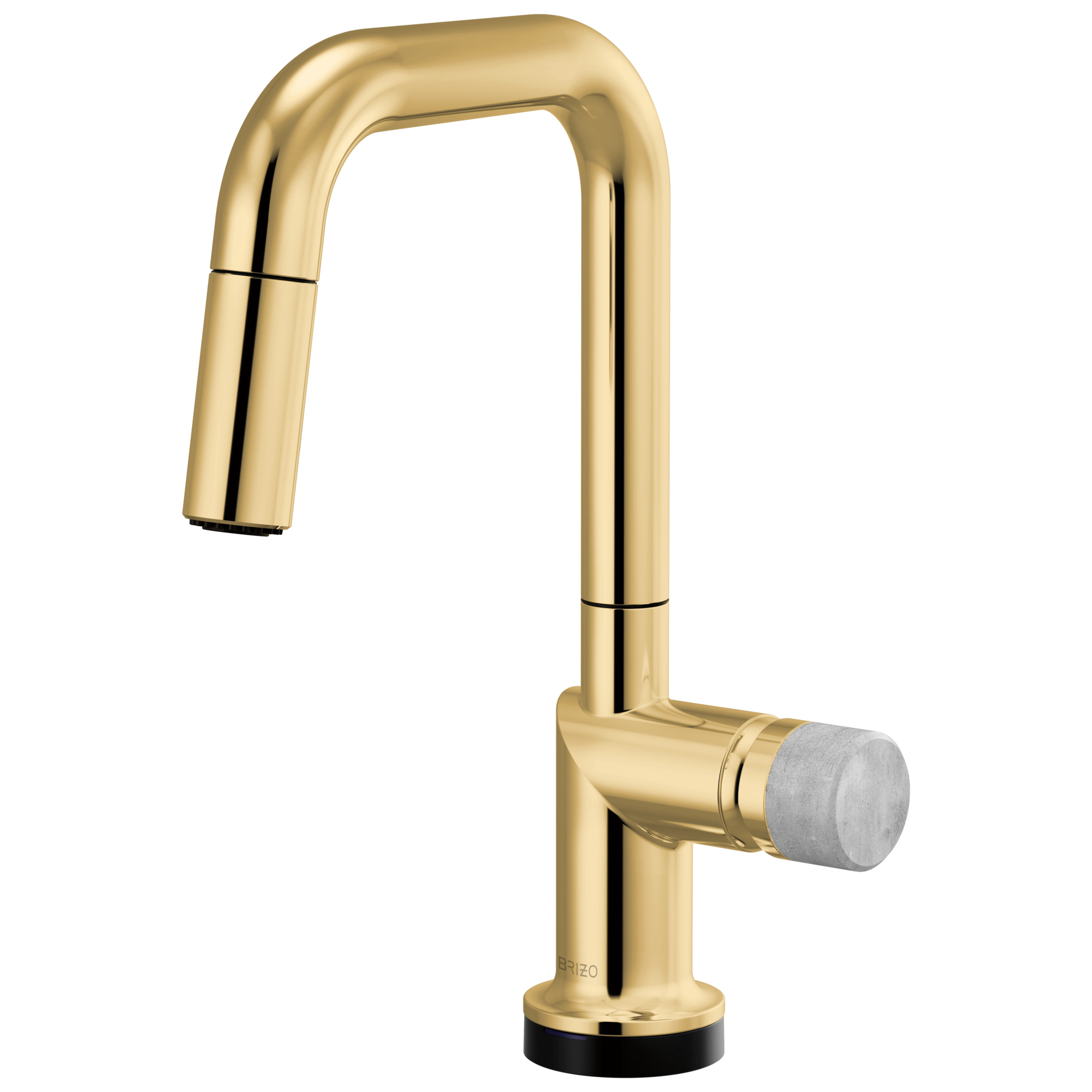 Brizo Odin Mezcladora Prep Extraíble SmartTouch® — Surtidor Cuadrado — Oro Pulido — Perilla de Concreto