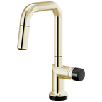 Brizo Odin Mezcladora Prep Extraíble SmartTouch® — Surtidor Cuadrado — Níquel Pulido — Perilla con Cristal Negro