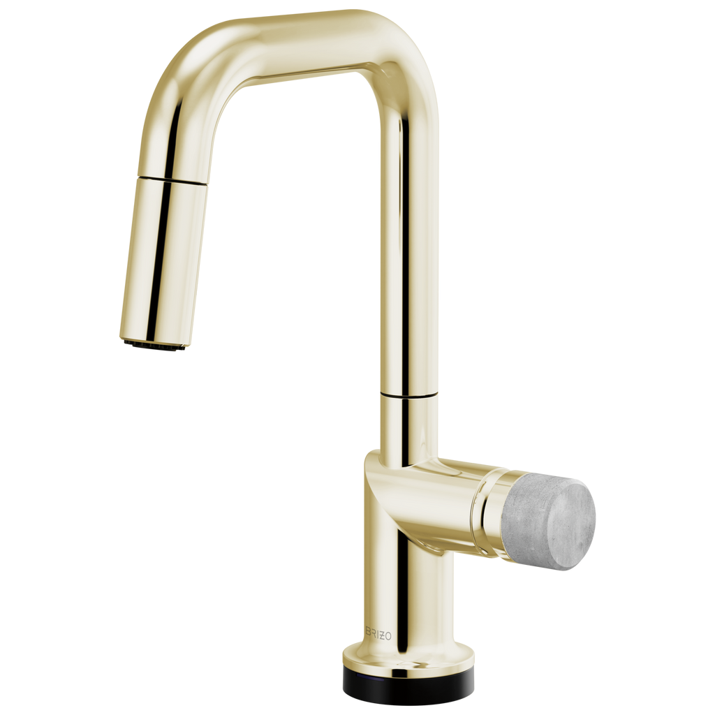 Brizo Odin Mezcladora Prep Extraíble SmartTouch® — Surtidor Cuadrado — Níquel Pulido — Perilla de Concreto