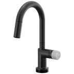 Brizo Odin Mezcladora Prep Extraíble SmartTouch® — Surtidor en Arco — Negro Mate — Perilla de Concreto