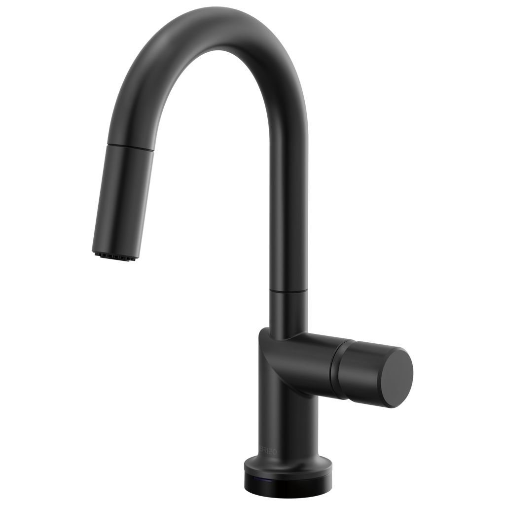 Brizo Odin Mezcladora Prep Extraíble SmartTouch® — Surtidor en Arco — Negro Mate — Perilla Metálica