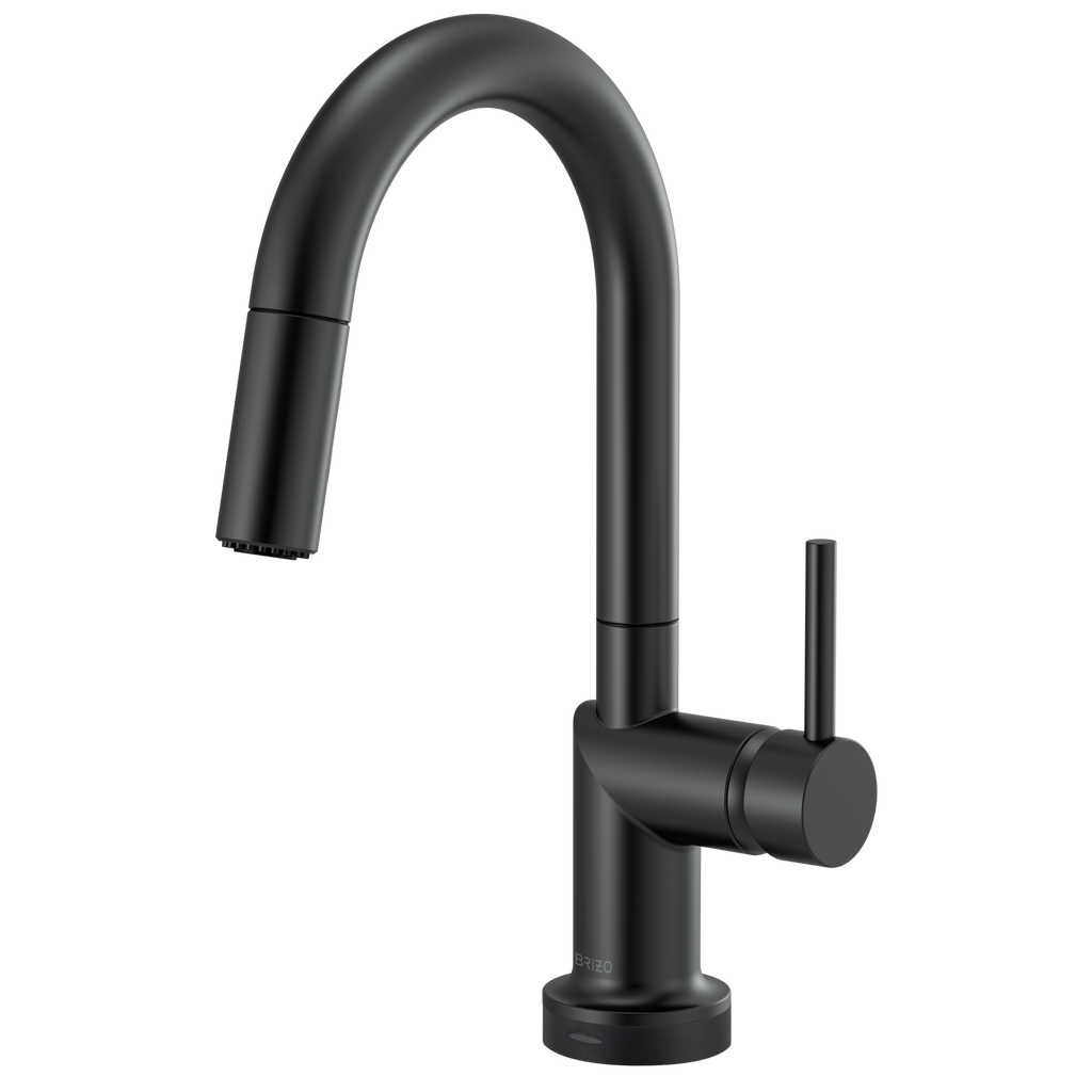 Brizo Odin Mezcladora Prep Extraíble SmartTouch® — Surtidor en Arco — Negro Mate — Manija Metálica
