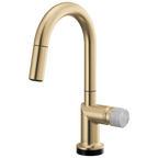 Brizo Odin Mezcladora Prep Extraíble SmartTouch® — Surtidor en Arco — Oro Luxe — Perilla de Concreto