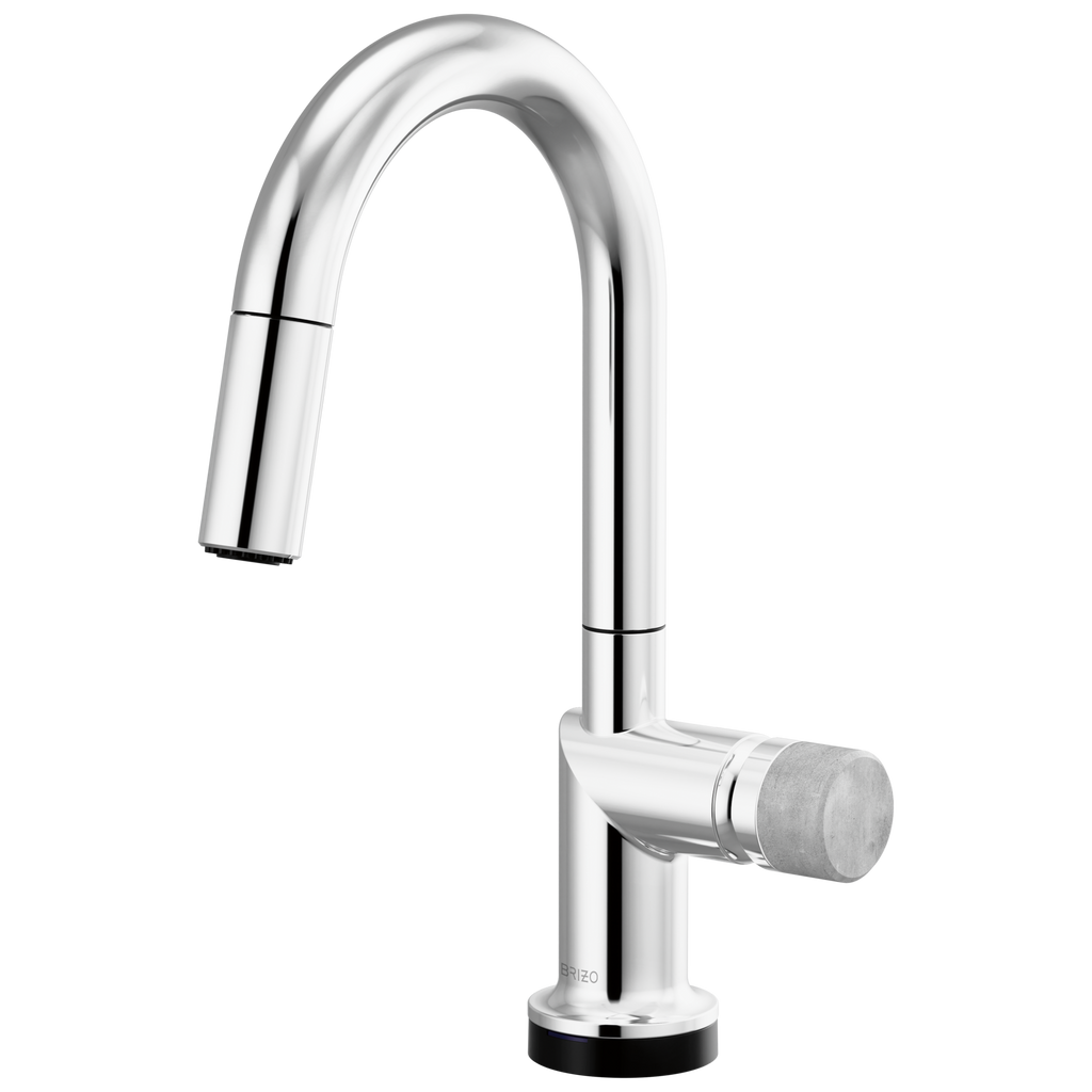 Brizo Odin Mezcladora Prep Extraíble SmartTouch® — Surtidor en Arco — Cromo — Perilla de Concreto