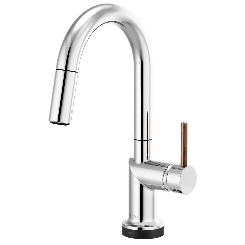 Brizo Odin Mezcladora Prep Extraíble SmartTouch® — Surtidor en Arco — Cromo — Manija de Madera