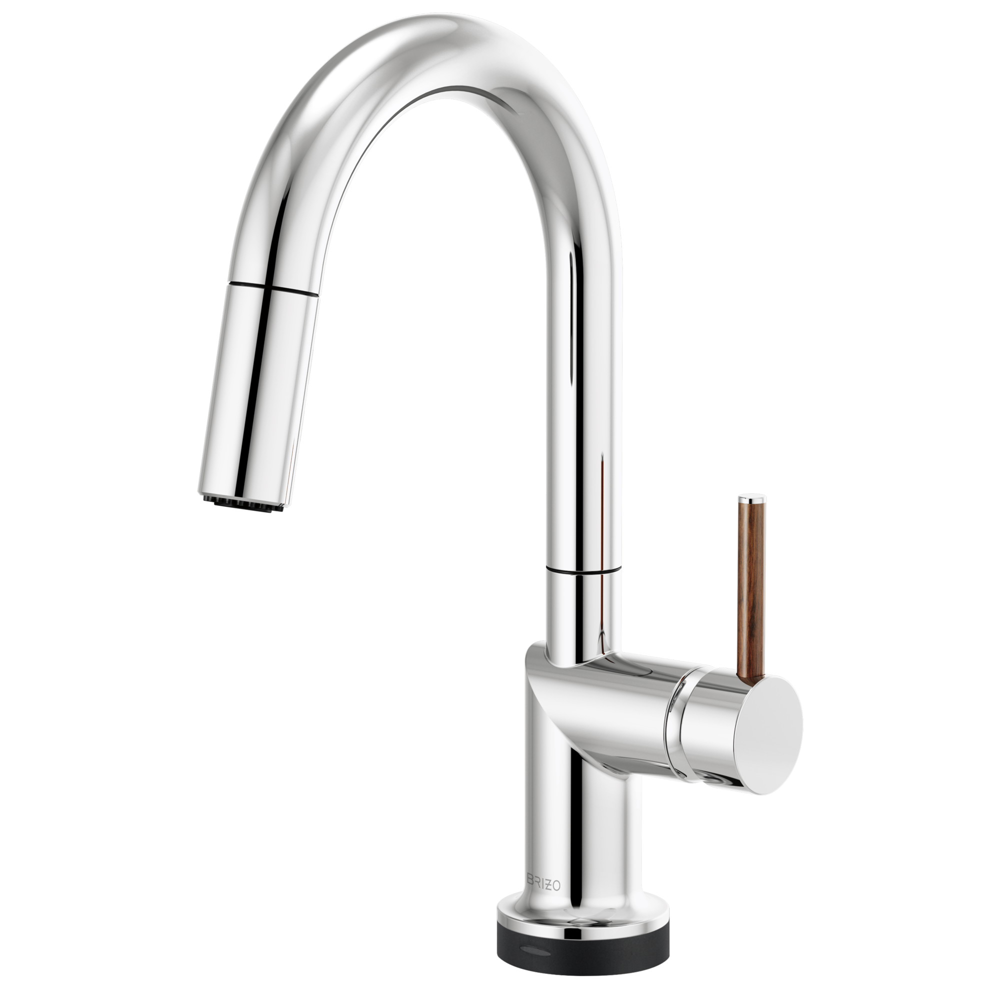 Brizo Odin Mezcladora Prep Extraíble SmartTouch® — Surtidor en Arco — Cromo — Manija de Madera