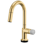 Brizo Odin Mezcladora Prep Extraíble SmartTouch® — Surtidor en Arco — Oro Pulido — Perilla de Concreto