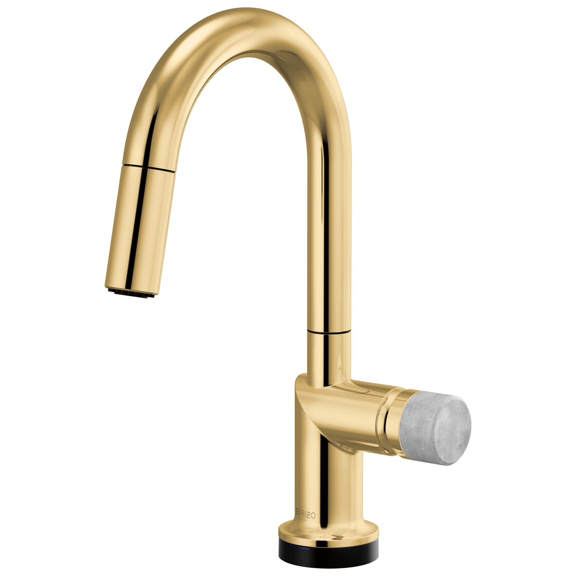 Brizo Odin Mezcladora Prep Extraíble SmartTouch® — Surtidor en Arco — Oro Pulido — Perilla de Concreto