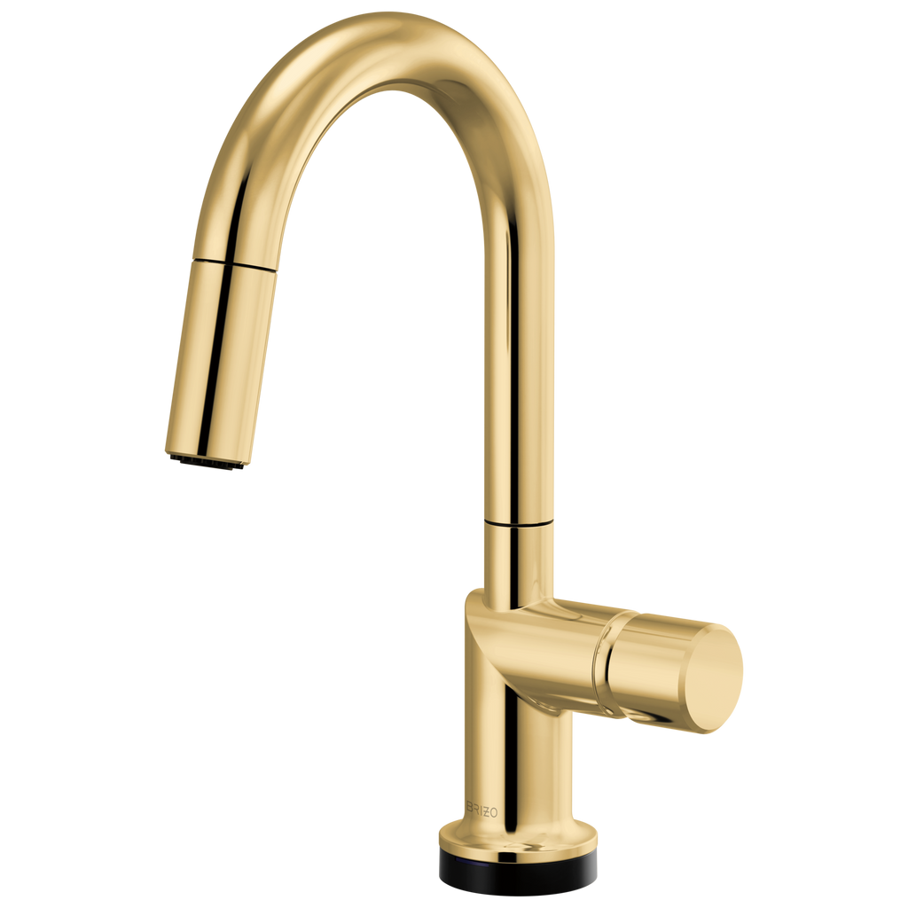 Brizo Odin Mezcladora Prep Extraíble SmartTouch® — Surtidor en Arco — Oro Pulido — Perilla Metálica