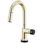 Brizo Odin Mezcladora Prep Extraíble SmartTouch® — Surtidor en Arco — Níquel Pulido — Perilla con Cristal Negro
