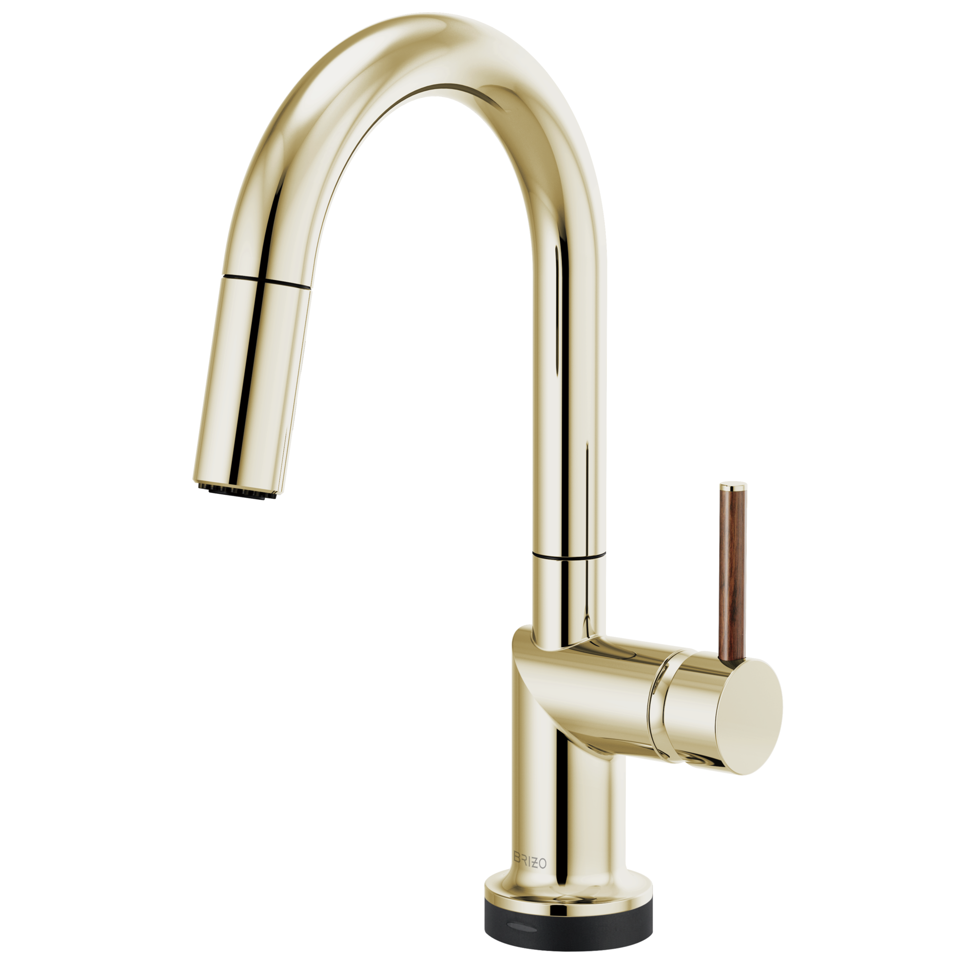 Brizo Odin Mezcladora Prep Extraíble SmartTouch® — Surtidor en Arco — Níquel Pulido — Manija de Madera