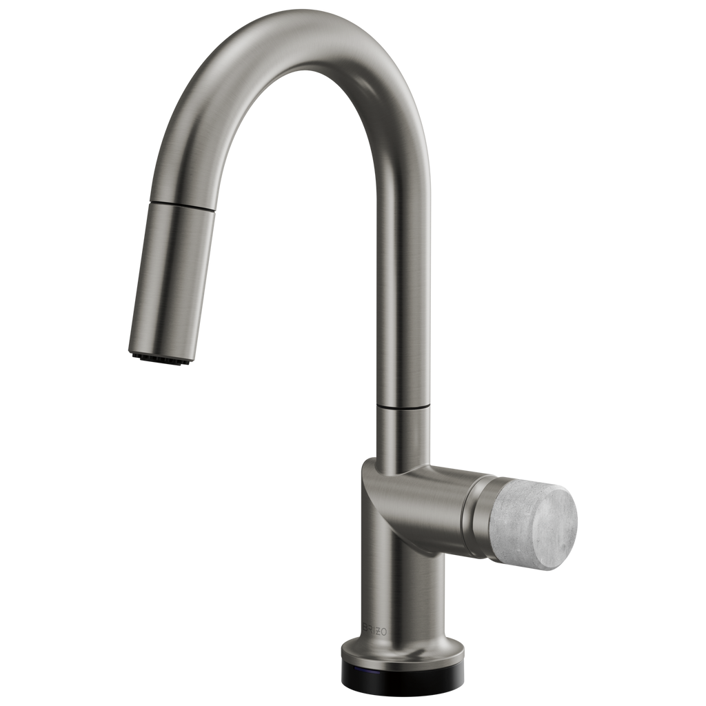 Brizo Odin Mezcladora Prep Extraíble SmartTouch® — Surtidor en Arco — Acero Luxe — Perilla de Concreto