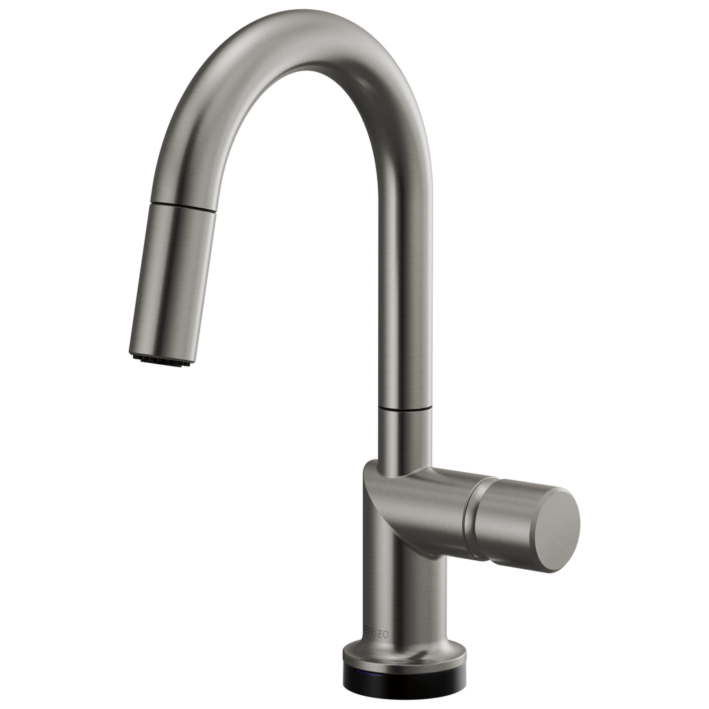 Brizo Odin Mezcladora Prep Extraíble SmartTouch® — Surtidor en Arco — Acero Luxe — Perilla Metálica