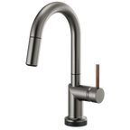 Brizo Odin Mezcladora Prep Extraíble SmartTouch® — Surtidor en Arco — Acero Luxe — Manija de Madera