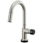 Brizo Odin Mezcladora Prep Extraíble SmartTouch® — Surtidor en Arco — Acero Inoxidable — Perilla con Cristal Negro