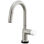 Brizo Odin Mezcladora Prep Extraíble SmartTouch® — Surtidor en Arco — Acero Inoxidable — Perilla de Mármol Blanco