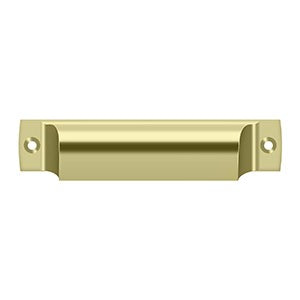 Deltana Jaladera Tipo Concha Rectangular 4" — Latón Pulido sin Recubrimiento