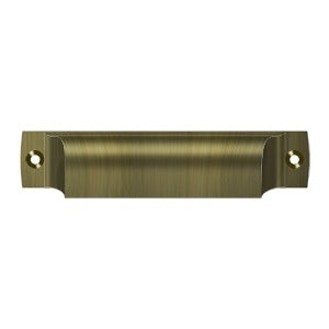 Deltana Jaladera Tipo Concha Rectangular 4" — Latón Antiguo