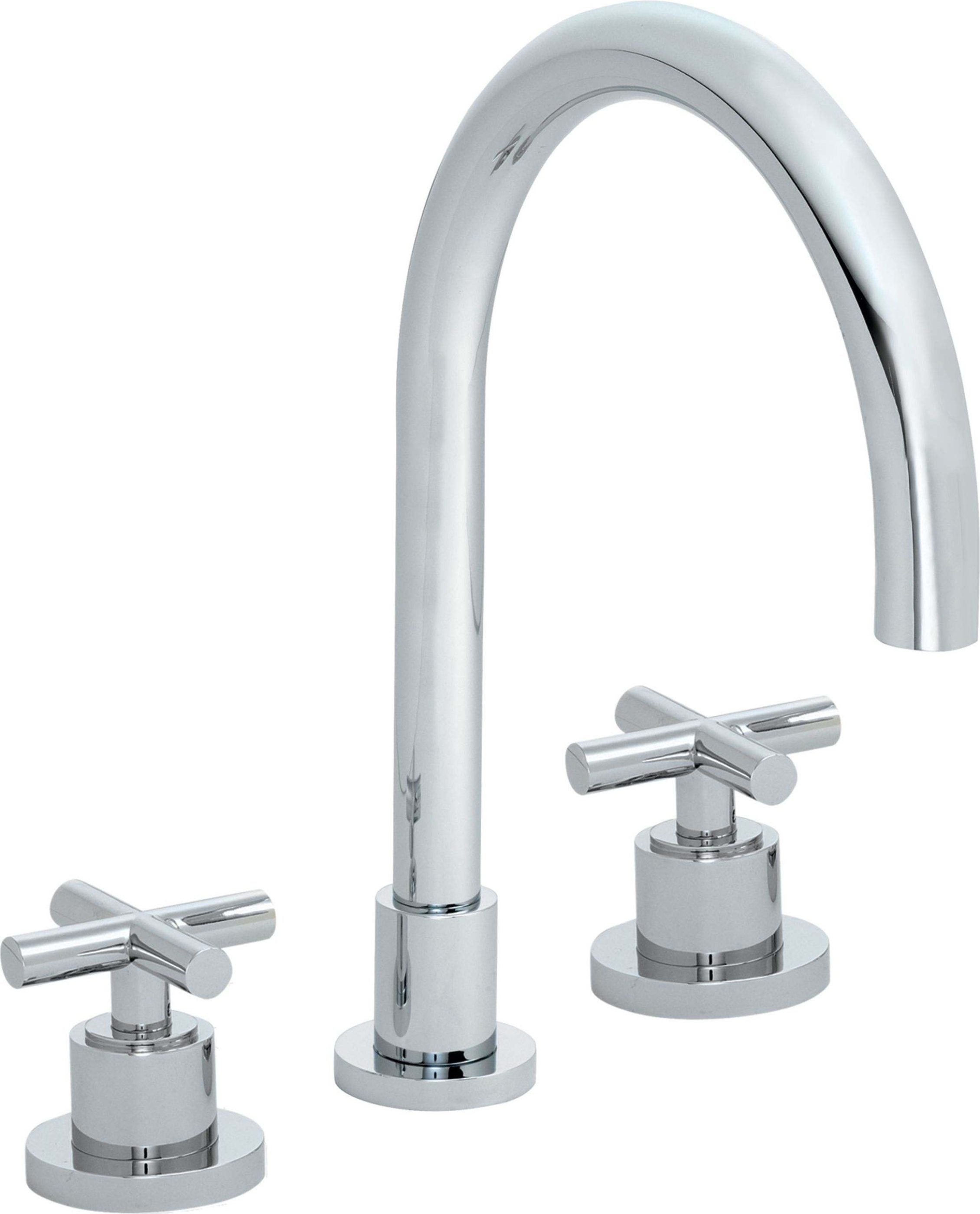 California Faucets Tiburon Juego Completo para Tina Romana - Pico en Arco - Manija de Cruz
