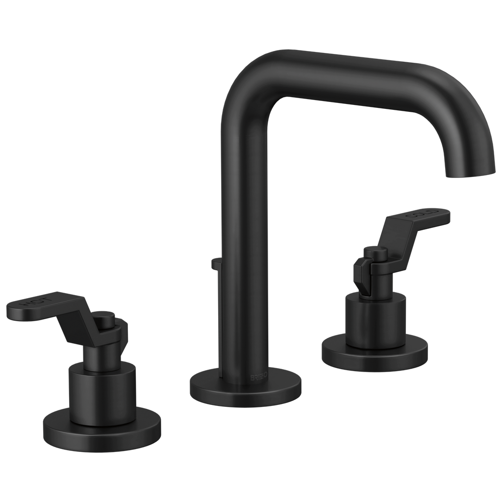 Brizo Litze Grifo Widespread para Lavabo — Surtidor Alto — Negro Mate — Palanca Industrial