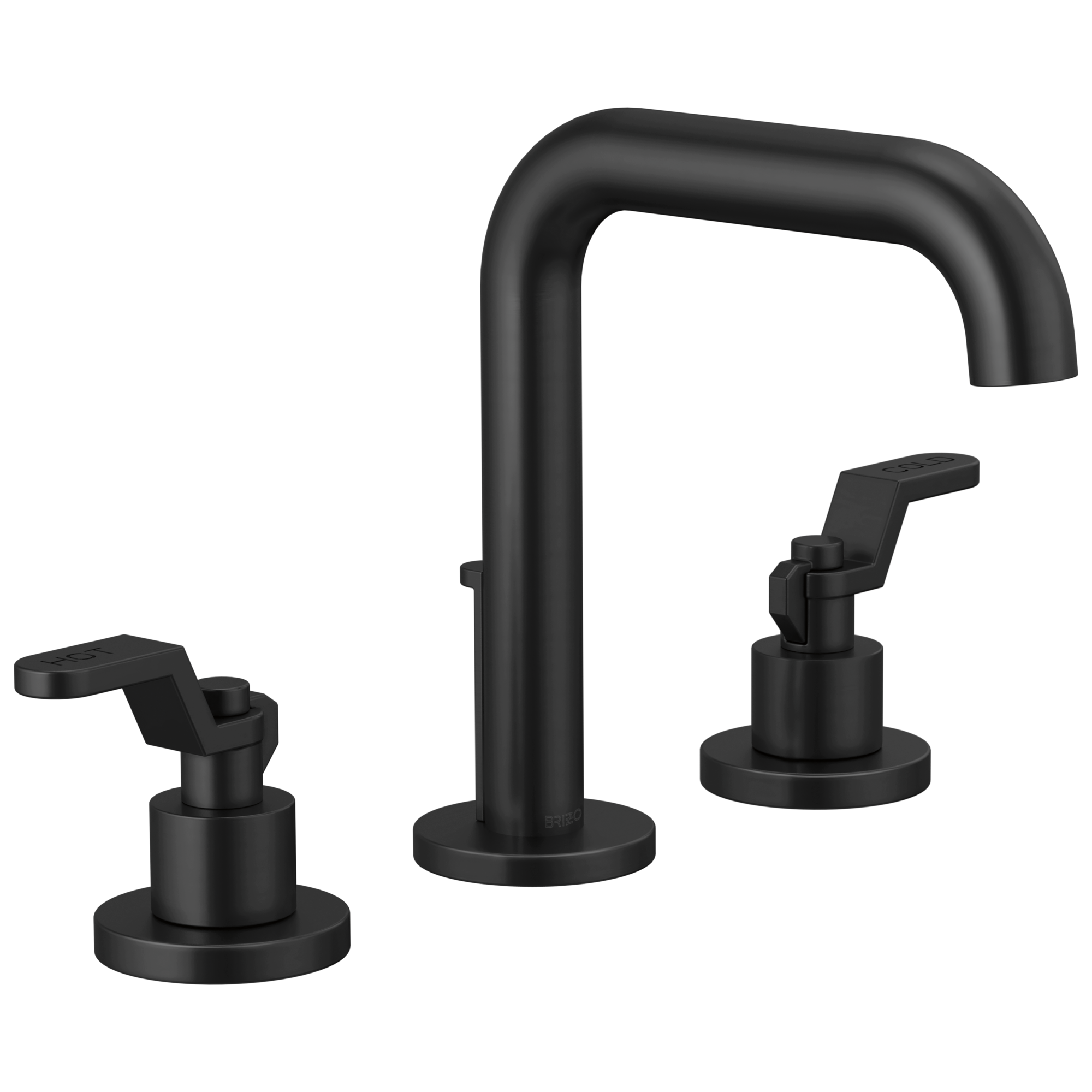 Brizo Litze Grifo Widespread para Lavabo — Surtidor Alto — Negro Mate — Palanca Industrial