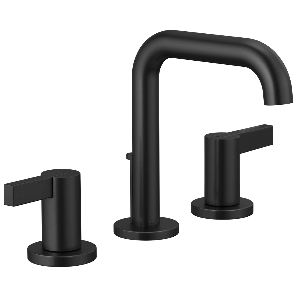 Brizo Litze Grifo Widespread para Lavabo — Surtidor Alto — Negro Mate — Palanca Extendida