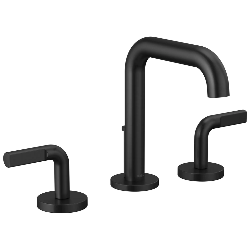 Brizo Litze Grifo Widespread para Lavabo — Surtidor Alto — Negro Mate — Palanca Notch