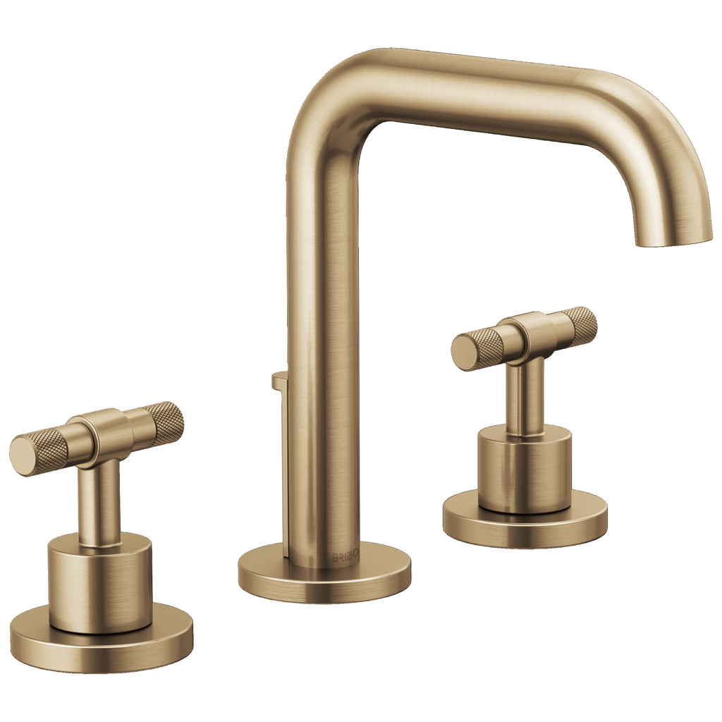 Brizo Litze Grifo Widespread para Lavabo — Surtidor Alto — Oro Luxe — Palanca en T