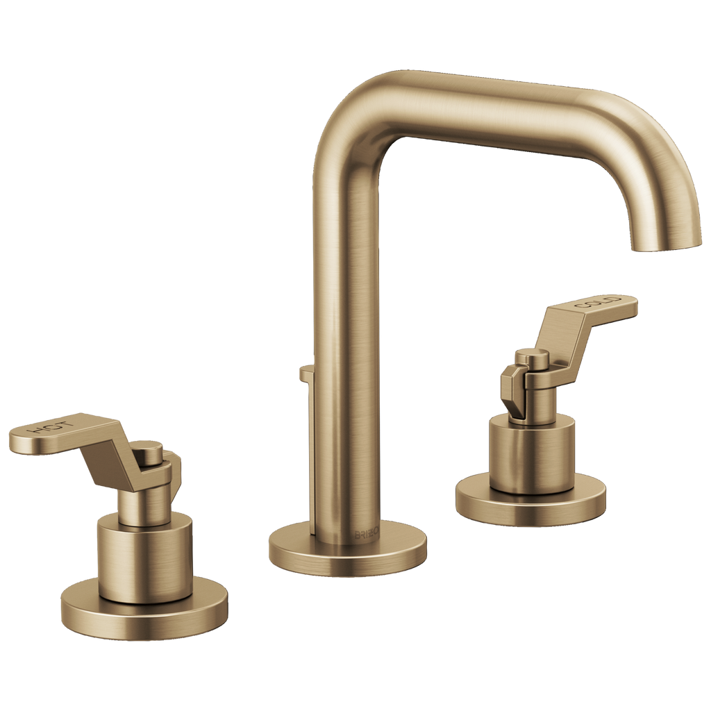 Brizo Litze Grifo Widespread para Lavabo — Surtidor Alto — Oro Luxe — Palanca Industrial