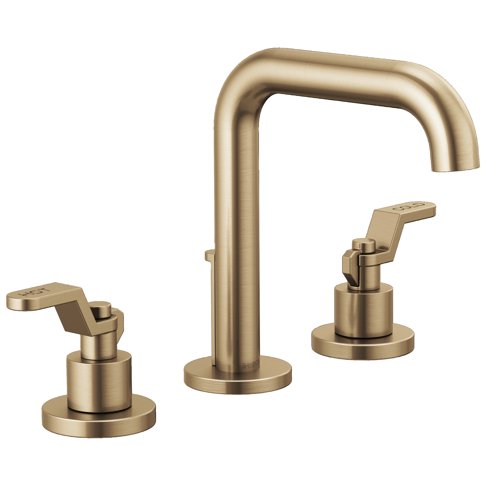 Brizo Litze Grifo Widespread para Lavabo — Surtidor Alto — Oro Luxe — Palanca Industrial