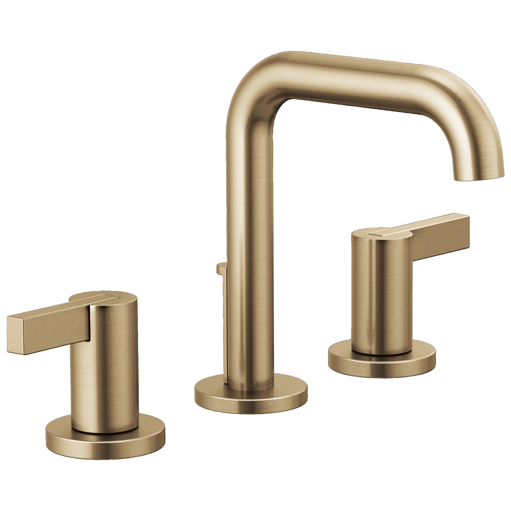Brizo Litze Grifo Widespread para Lavabo — Surtidor Alto — Oro Luxe — Palanca Extendida