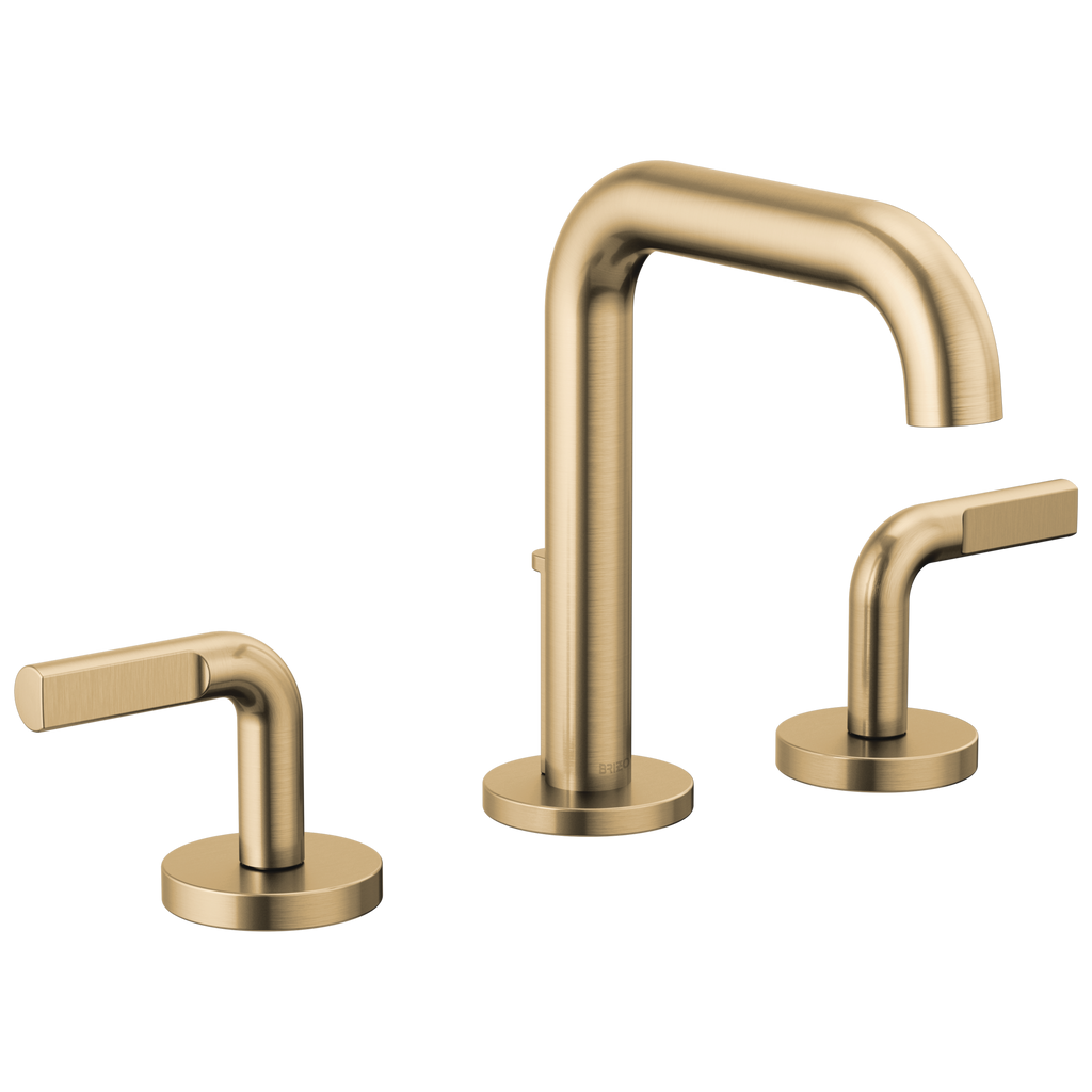 Brizo Litze Grifo Widespread para Lavabo — Surtidor Alto — Oro Luxe — Palanca Notch