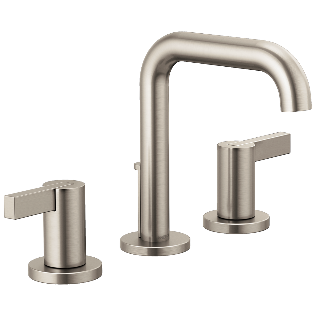 Brizo Litze Grifo Widespread para Lavabo — Surtidor Alto — Níquel Luxe — Palanca Extendida