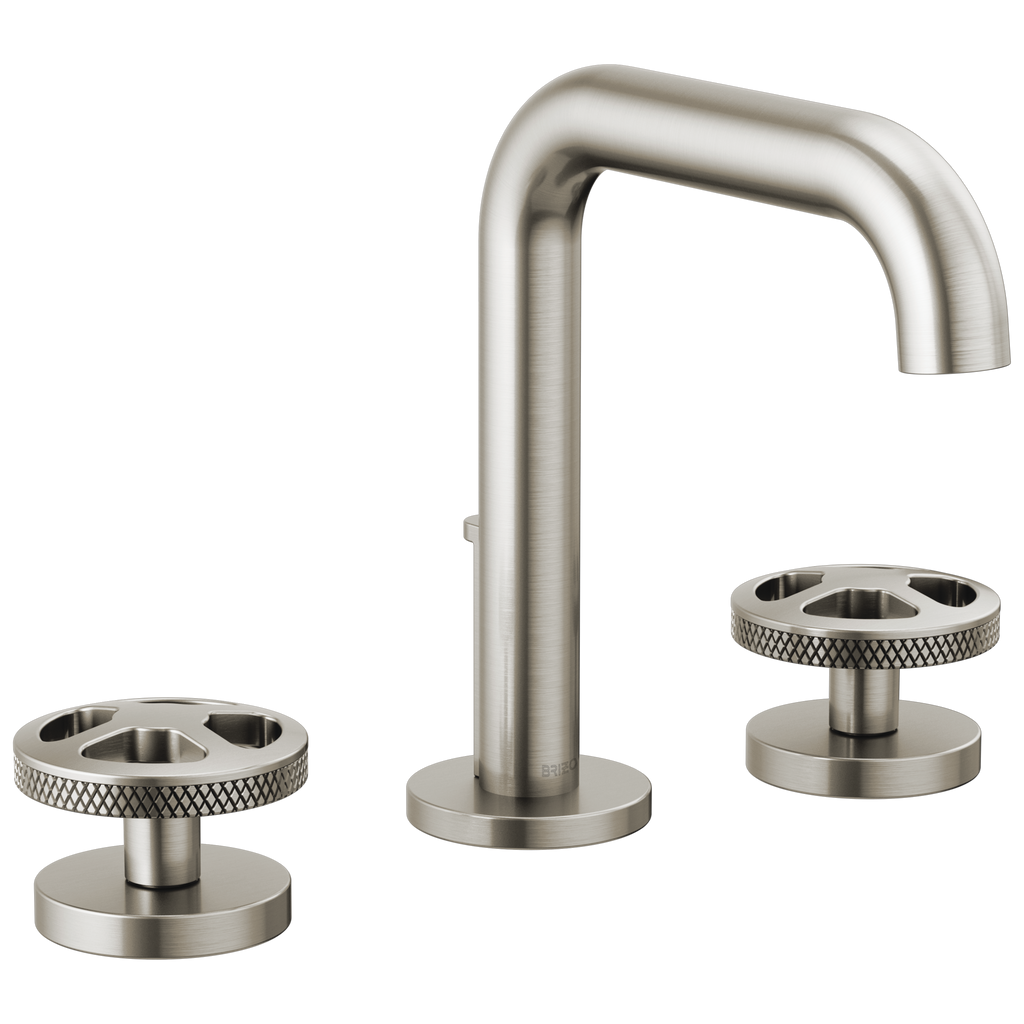 Brizo Litze Grifo Widespread para Lavabo — Surtidor Alto — Níquel Luxe — Cruceta
