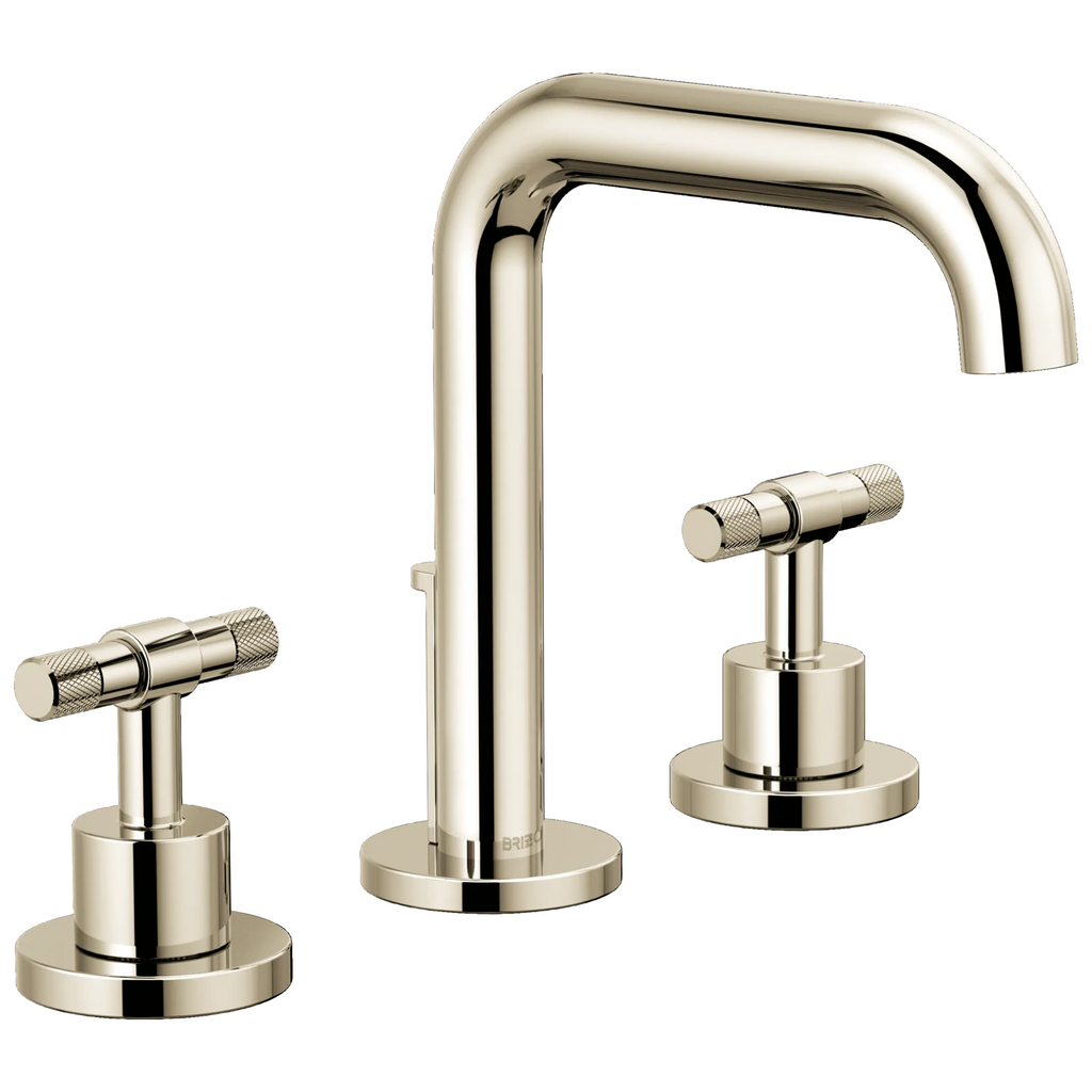 Brizo Litze Grifo Widespread para Lavabo — Surtidor Alto — Níquel Pulido — Palanca en T