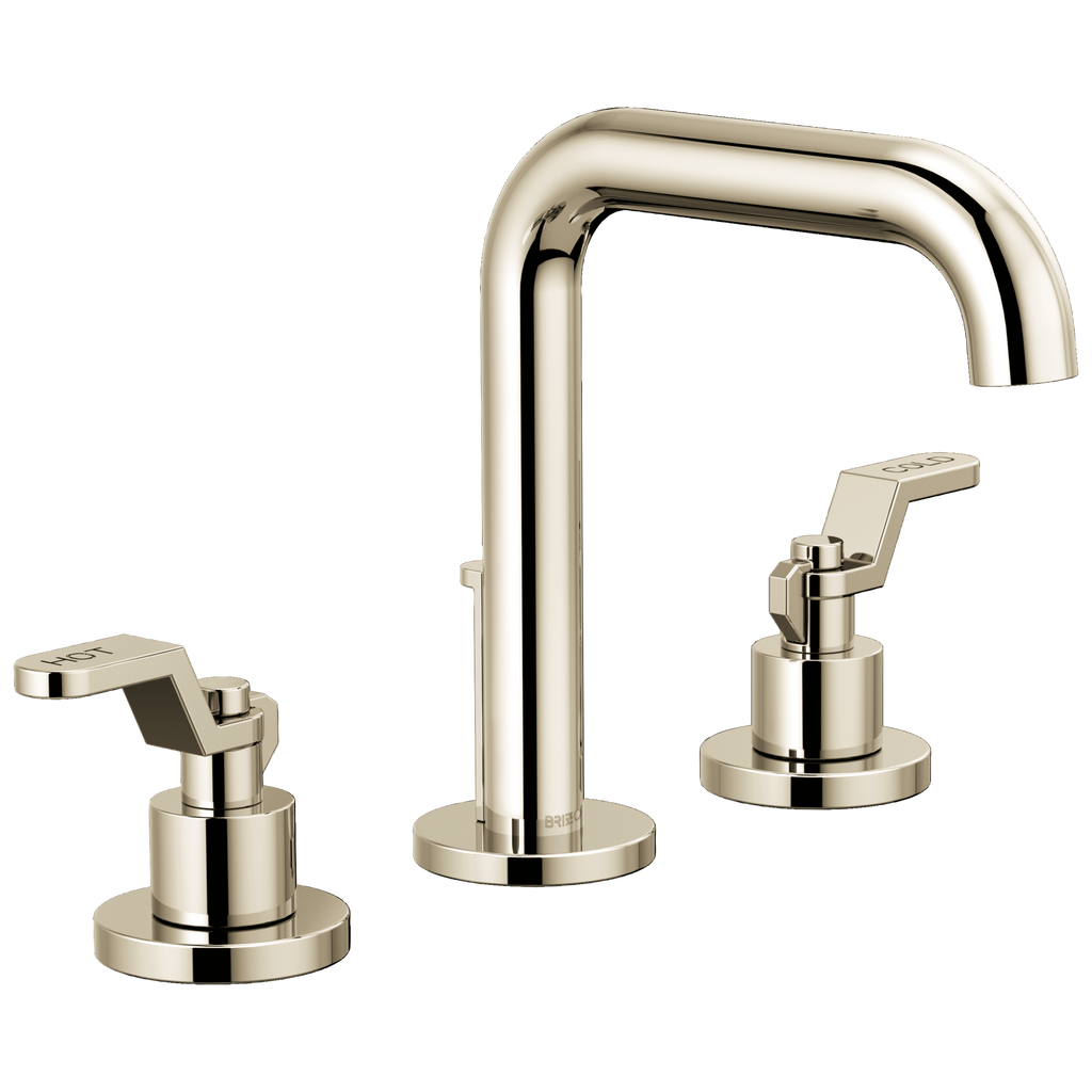 Brizo Litze Grifo Widespread para Lavabo — Surtidor Alto — Níquel Pulido — Palanca Industrial