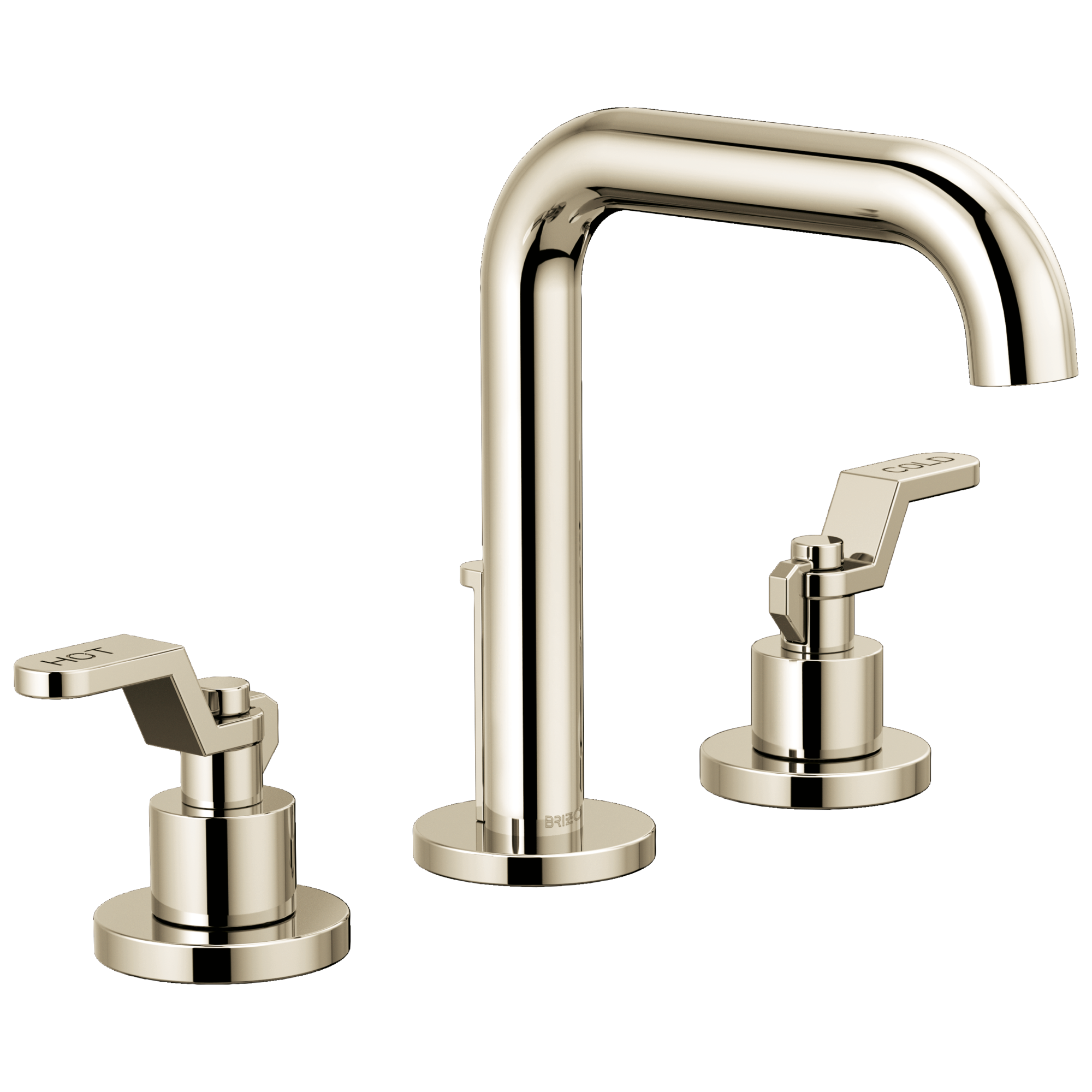 Brizo Litze Grifo Widespread para Lavabo — Surtidor Alto — Níquel Pulido — Palanca Industrial