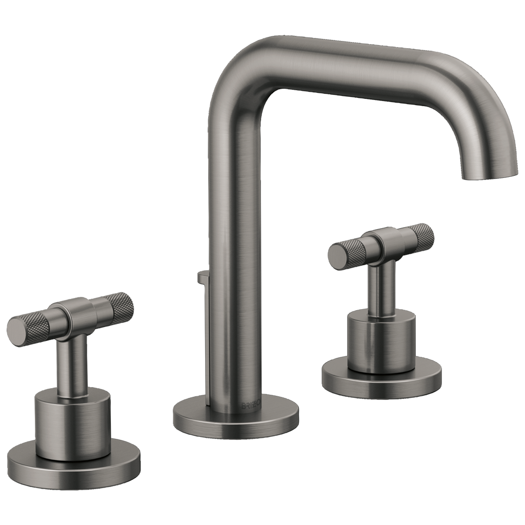 Brizo Litze Grifo Widespread para Lavabo — Surtidor Alto — Acero Luxe — Palanca en T