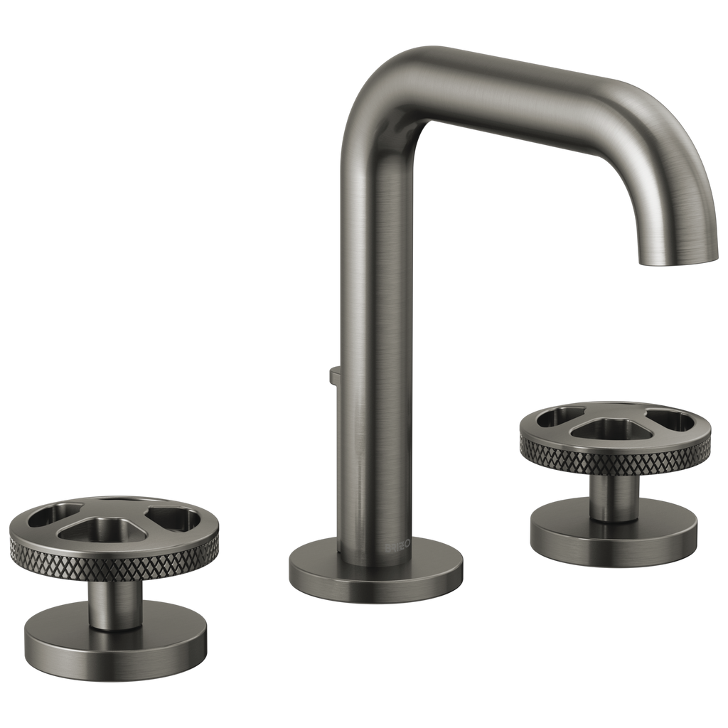 Brizo Litze Grifo Widespread para Lavabo — Surtidor Alto — Acero Luxe — Cruceta