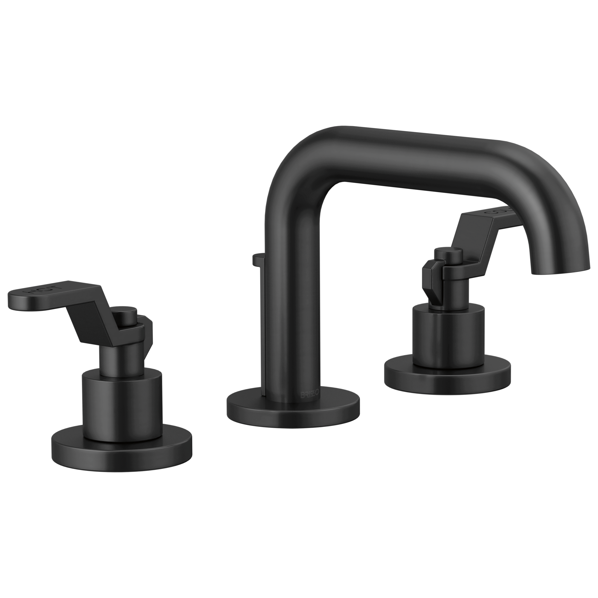 Brizo Litze Grifo Widespread para Lavabo — Surtidor Bajo — Negro Mate — Palanca Industrial
