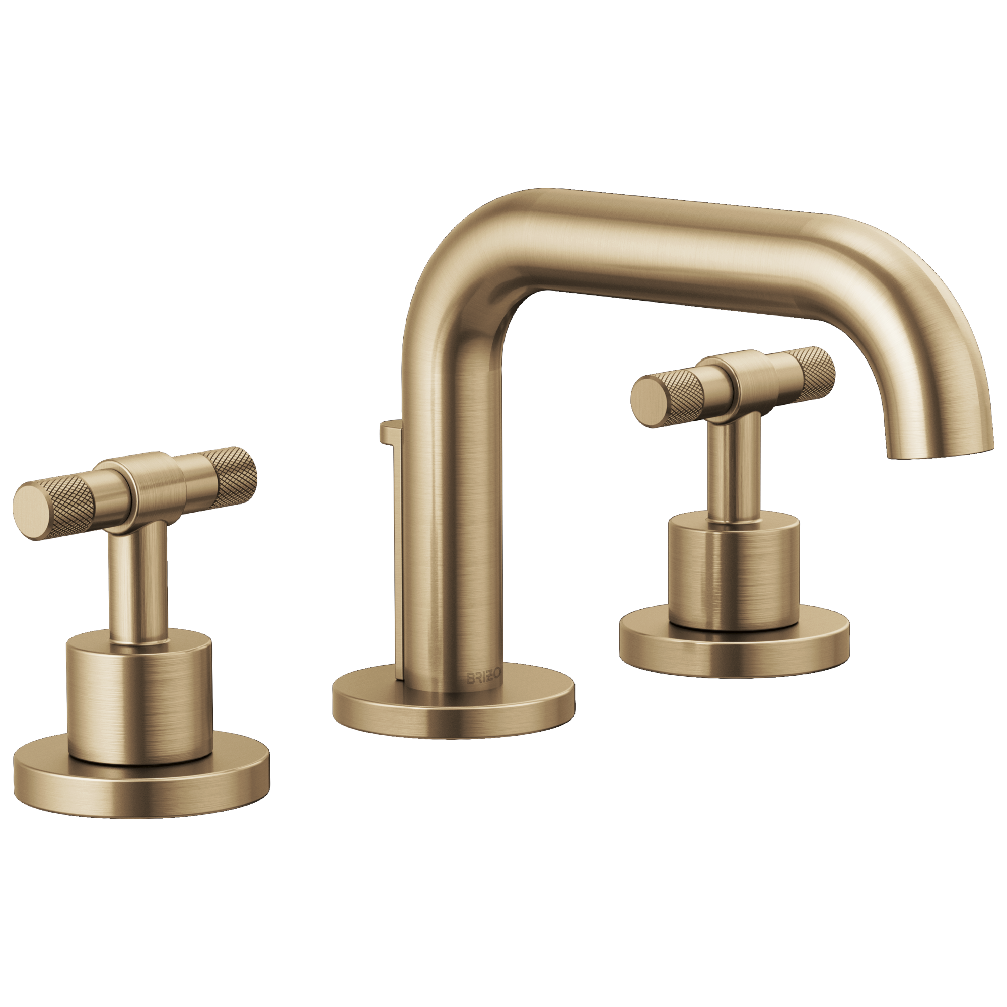 Brizo Litze Grifo Widespread para Lavabo — Surtidor Bajo — Oro Luxe — Palanca en T