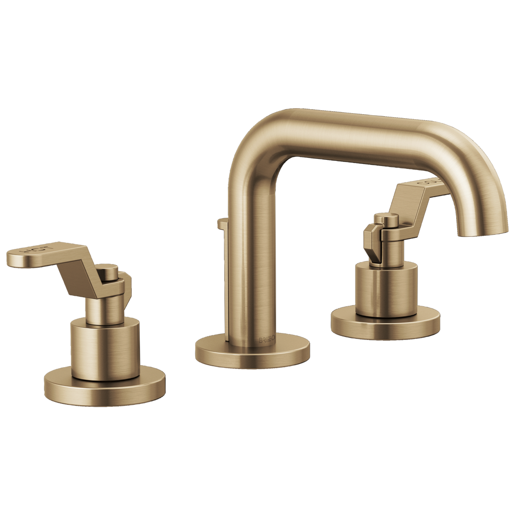 Brizo Litze Grifo Widespread para Lavabo — Surtidor Bajo — Oro Luxe — Palanca Industrial