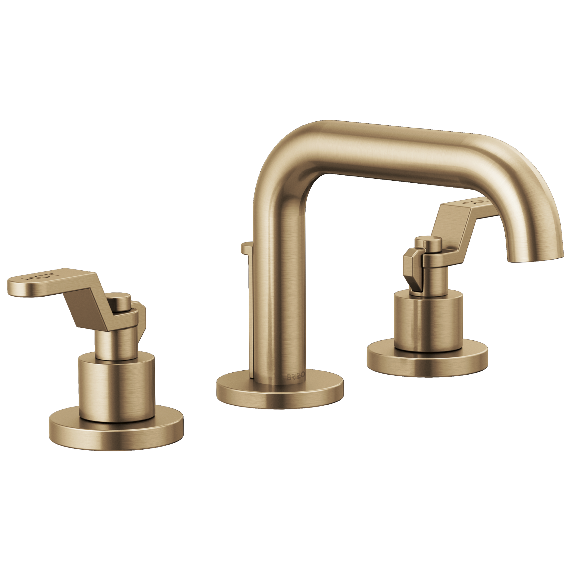 Brizo Litze Grifo Widespread para Lavabo — Surtidor Bajo — Oro Luxe — Palanca Industrial